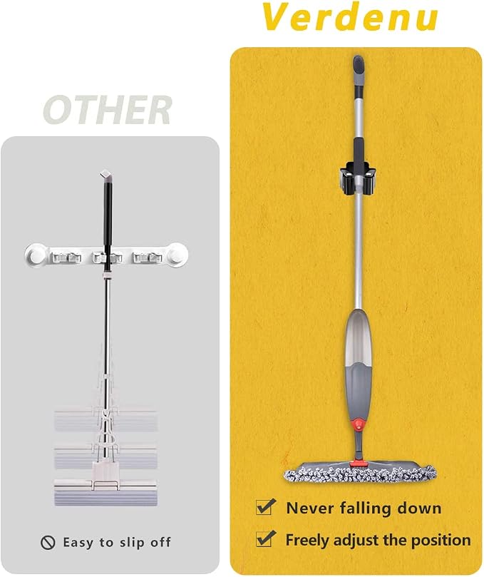 Verdenu 6 Pack Broom Holder, Stainless Steel Command Broom Holder - Image 4