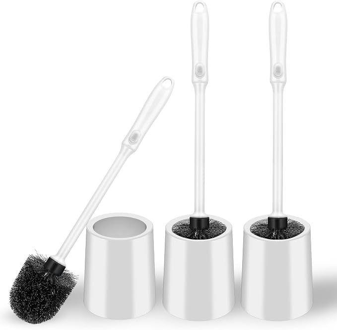 Toilet Brush and Holder Set, 3 Pack Long Handle Non-Slip Grip Toilet Bowl Brush​ by AONEZ