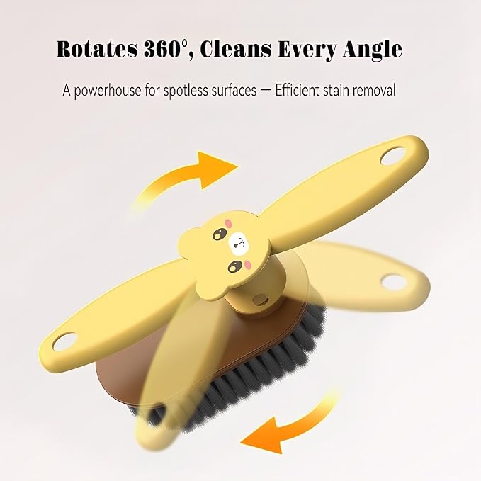 Little Bear Rotating Multi Functional Laundry Brush, Extended Bristle Cleaning - Image 3
