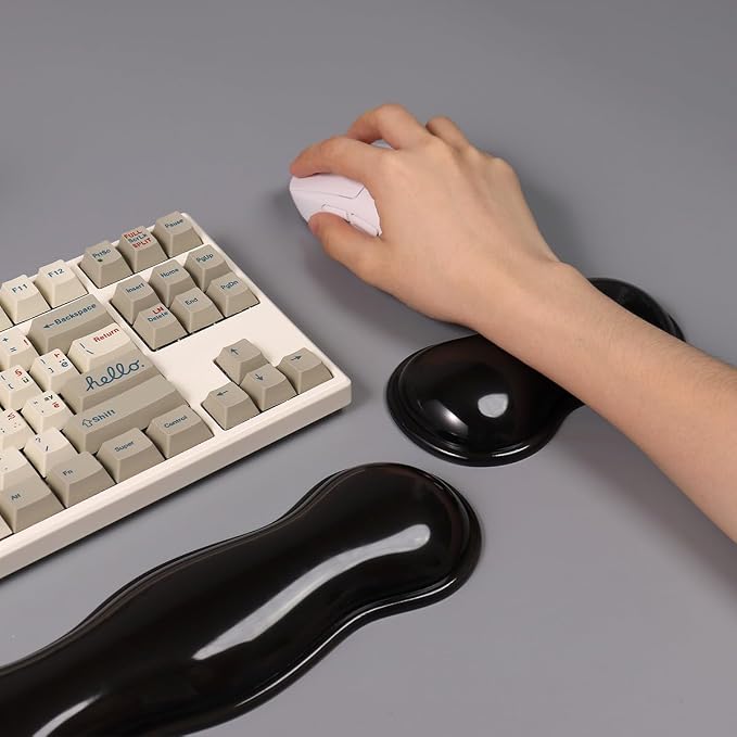 Ergonomic Silicone Gel Keyboard and Mouse Wrist Rest Set – Clear Wrist Rest - Image 3
