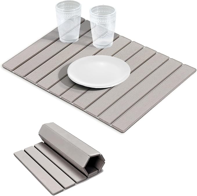 Foldable Stone Dish Drying Mat Fast Dry and Quickly Absorbed Collapsible Drying by Unknown