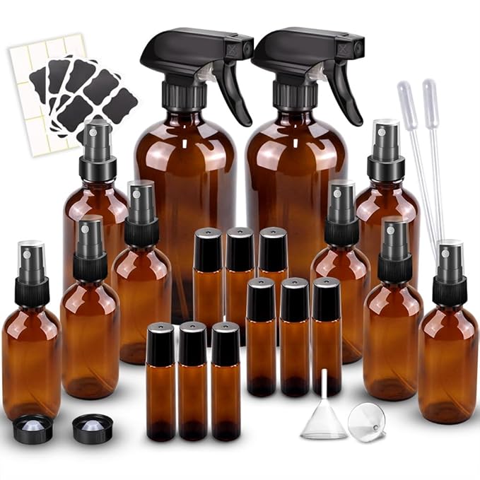 Glass Spray Bottle Kit×10, 9×10ml Roller Bottles, Anti UV, Suitable by Unknown