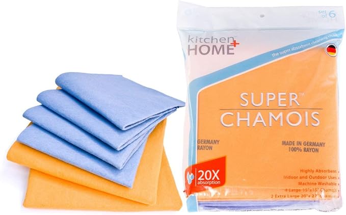 Super Chamois - Super Absorbent Shammy Cleaning Cloth Value 6 Pack - Holds 10x by Kitchen+%2B+Home