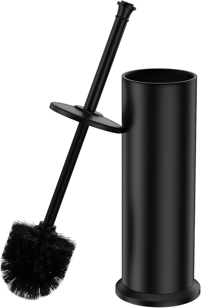 Black Toilet Brush and Holder，Extra Long Handled Toilet Brush by UNCONSIL