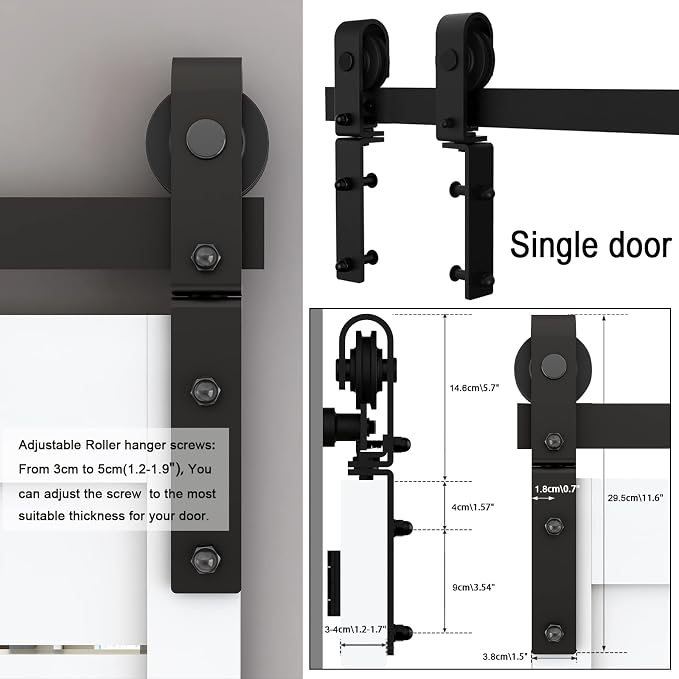 40" Bi-Folding Sliding Barn Door Hardware Track Kit, Smoothly&Quietly, Side - Image 6