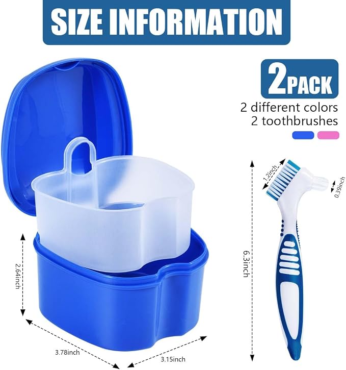 2 Pack Denture Bath Case Cup Box Holder Storage Container - Image 2