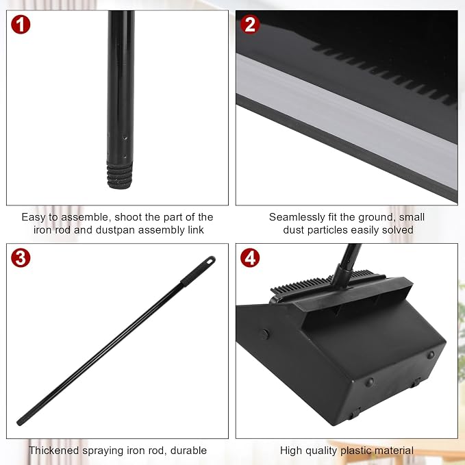 Leumoi 20 Pcs Dust Pans with Long Handle Set 36.6 Inch Commercial Dust Pan with - Image 3