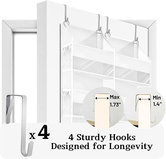 Over The Door Organizer 5 Tiers, Extra Large Behind Door Storage of 10 - Image 7