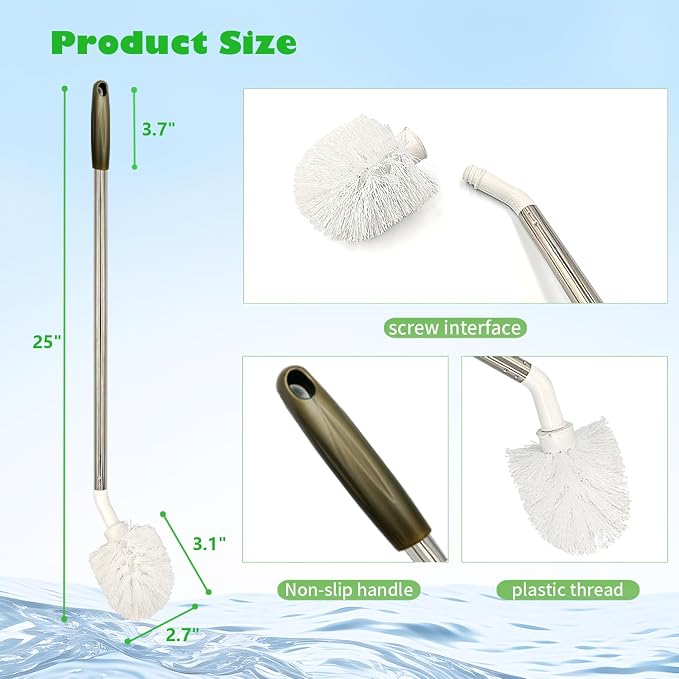 2-Pack Bucket Brush, Kettle Brush, Cleaning Extra Long Bottles, Gallon Jug - Image 6