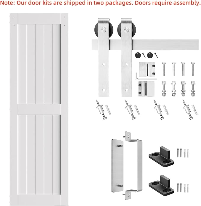 SmartStandard 26 x 84 inch White Sliding MDF Barn Door - Image 5