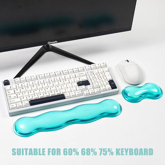 Gel Keyboard and Mouse Wrist Rest Set – Crystal Green Wrist Rest - Image 4