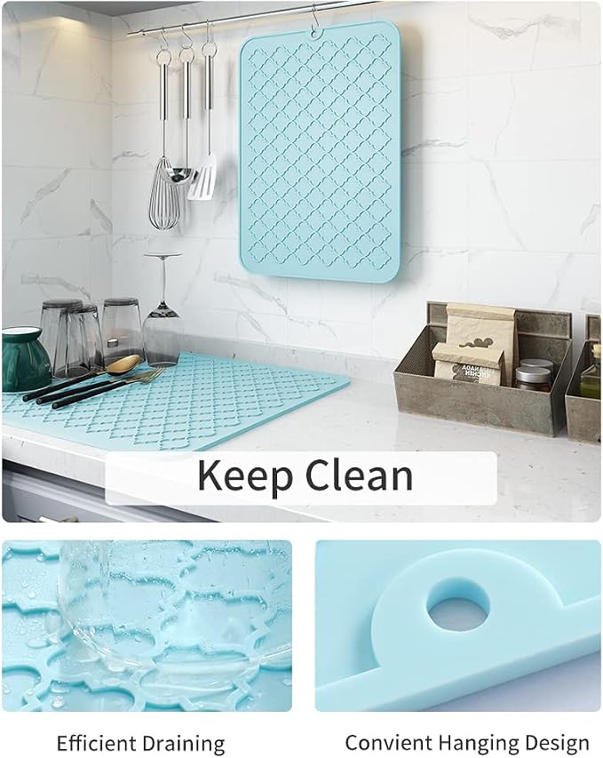AMOAMI-Dish Drying Mats for Kitchen Counter-Silicone Dish Drying Mat-Kitchen - Image 2