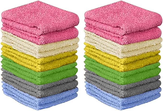 100% Cotton Washcloth Set – Soft, Absorbent Face Towels by QUBA+LINEN