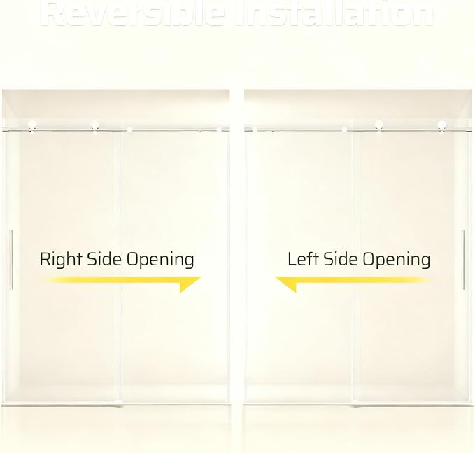 56-60" W x 74" H Frameless Shower Door, Bathroom Soft-Close Sliding Shower Doors - Image 8