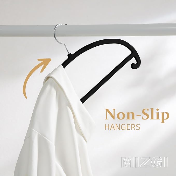 MIZGI 50 Pack Black Velvet Hangers - Image 4