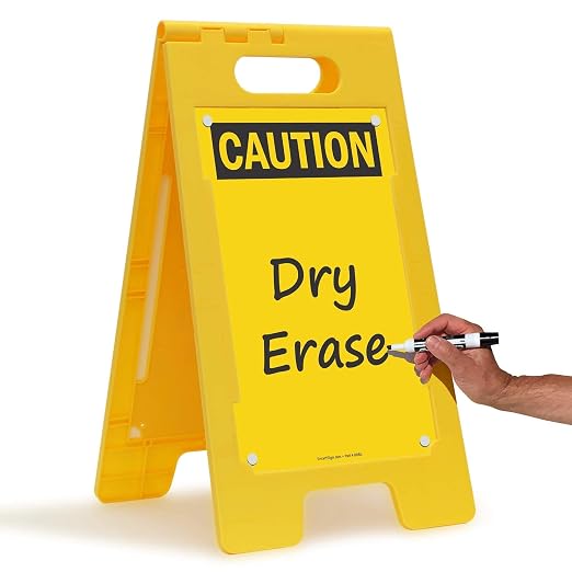 SmartSign - SF-0127-FB-25x12-DE Caution Blank Write-On Folding Floor Sign - Image 2