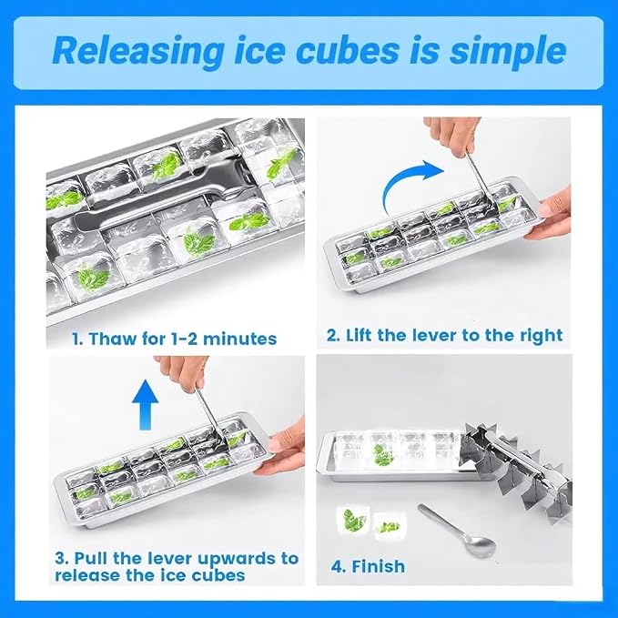 2 Pcak 18-Slot Ice Cube Trays Stainless Steel - Image 5