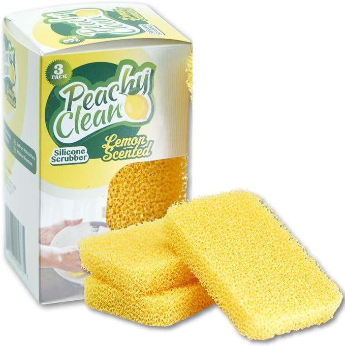 Peachy Clean Kitchen Dish Sponge & Scrubbers, Fresh Lemon Scent, Non-Scratch by PeachyClean