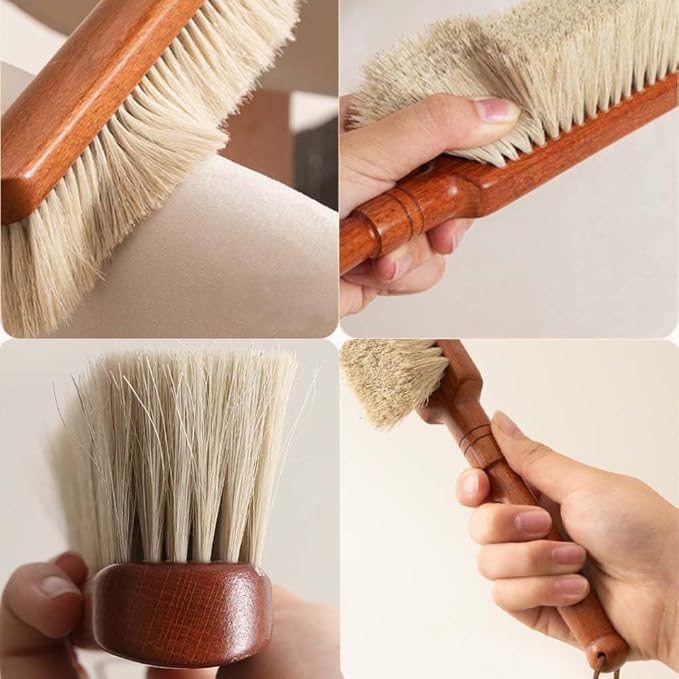 Hand Broom Brush, Hand Broom, Beech Wood Handle Horse Hair Brushs, 13.4 Inch - Image 3