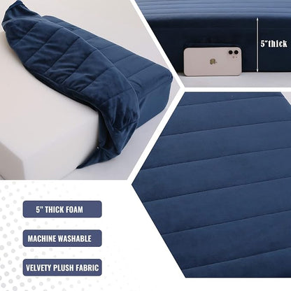 MeMoreCool Square Floor Pillow Seating for Adults Kids, Large Meditation Cushion Floor Pillow with Thick Foam & Soft Tufted Cover, Washable Big Pillow Seat Floor Cushion for Sitting Yoga 22" Navy