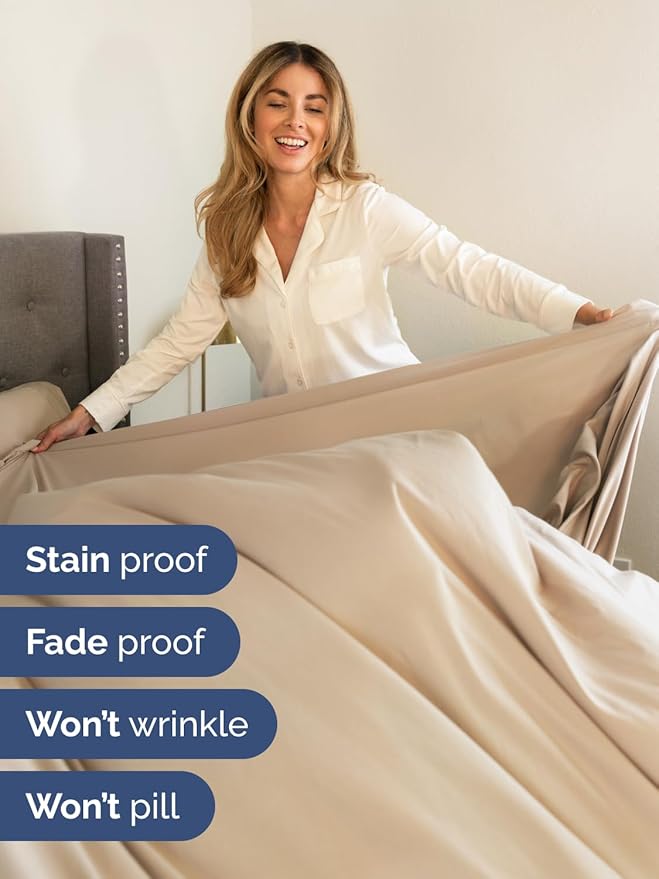 Extra Deep Pocket King Sheets - 4 Piece Breathable & Cooling Bed Sheets - Hotel Luxury Bed Sheet Set - Soft, Wrinkle Free & Comfy - Easily Fits Extra Deep Mattresses - Deep Pocket Cream Sheets Set