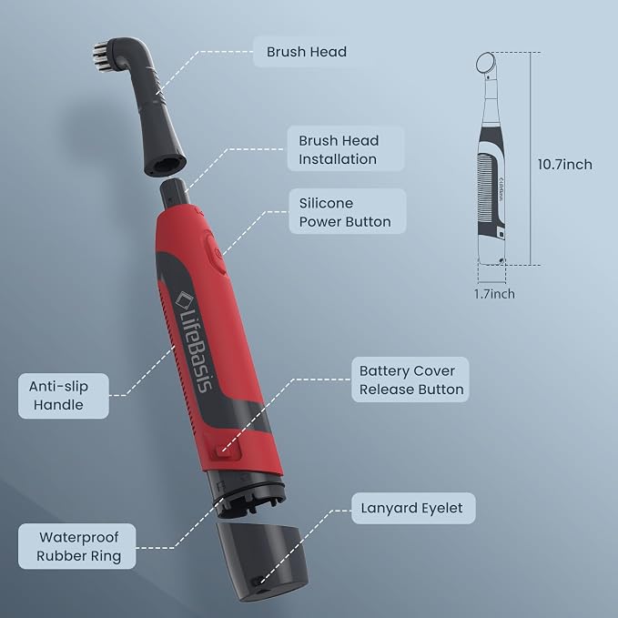 LifeBasis Cordless Electric Cleaning Brush, Mini Power Scrubber - Image 8