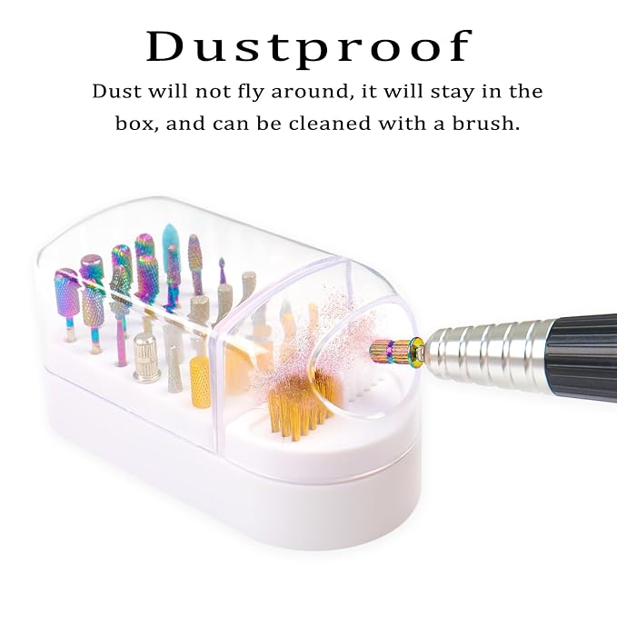 Nail Drill Bits Holder 2 in 1 Nail Drill Bits Cleaning Brush Case, 30 Holes - Image 6