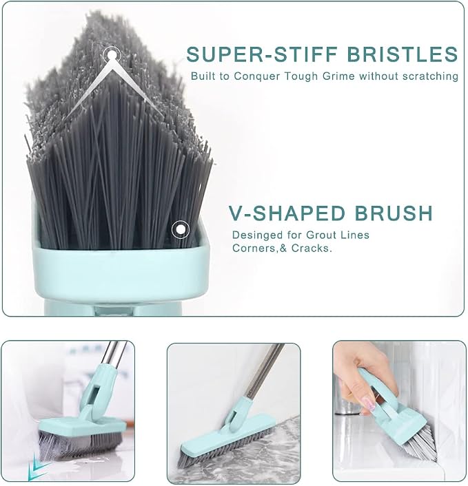 Affogato Floor Scrub Brush Bathroom Long Handle Bathtub Push Broom Shower Tile - Image 3