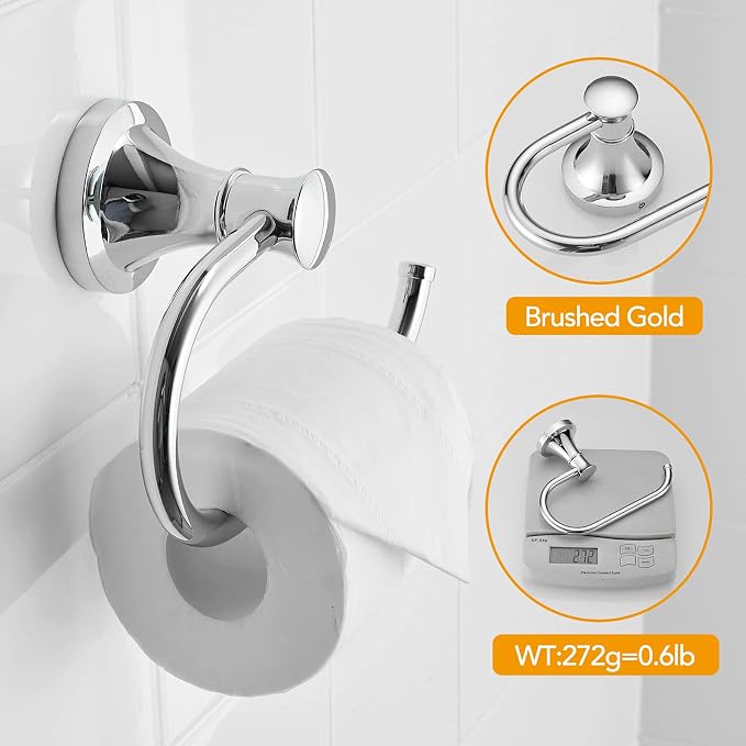 BESy Polished Chrome Toilet Tissue Paper Holder Polished Chrome Bathroom - Image 5