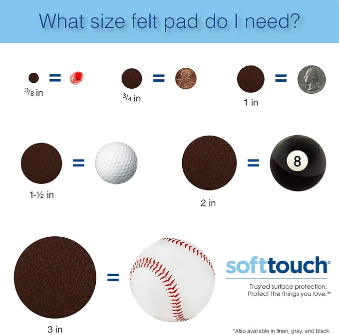 SOFTTOUCH 4723995N Heavy Duty 3 Inch Felt Furniture Pads to Protect Hardwood - Image 5