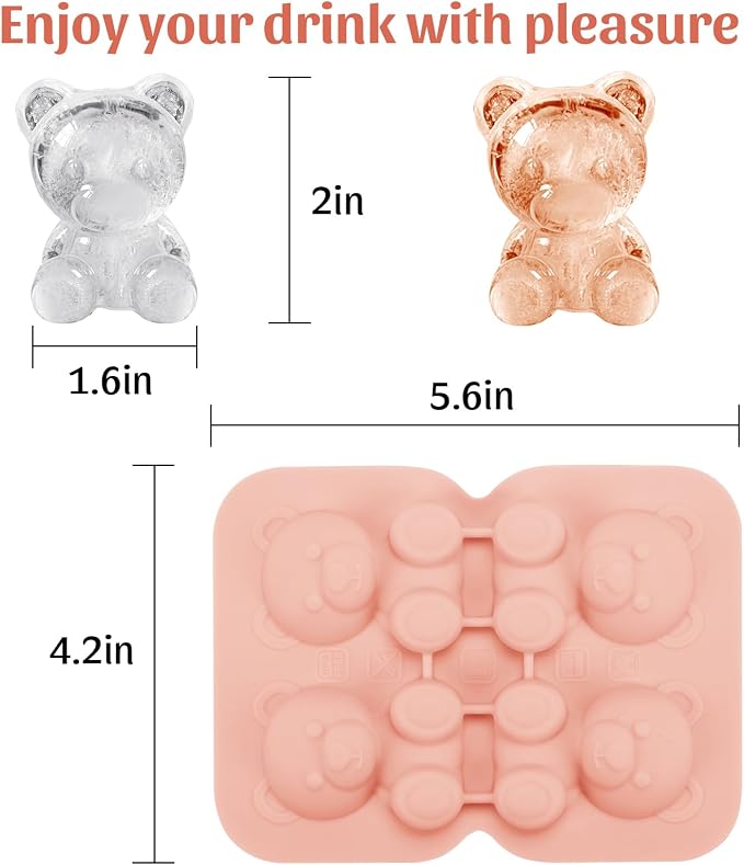 Silicone Ice Cube Tray, Bear 3D Large Ice Cube Molds - Image 6