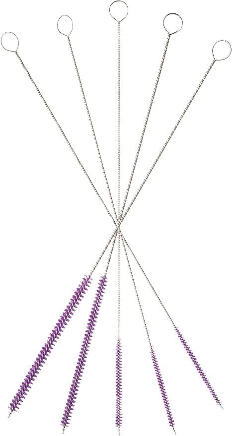 10" Tube Cleaning Brush Set, 5 Pack Small, Extra Long Nylon Straw Brushes - Image 3
