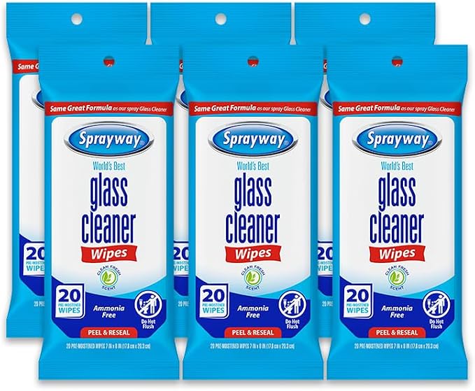 Sprayway Glass Cleaner Wipes, Pre-Moistened | Original Ammonia-Free Formula | by Sprayway