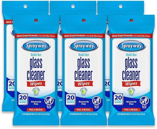 Sprayway Glass Cleaner Wipes, Pre-Moistened | Original Ammonia-Free Formula | by Sprayway