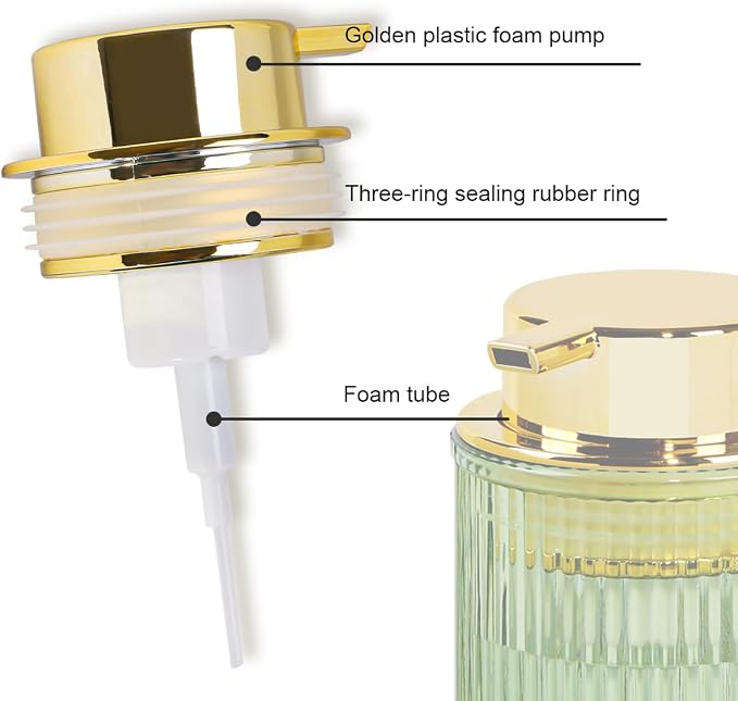 Green Foaming Soap Dispenser, 12 Oz Glass Foaming Hand Soap Dispenser - Image 4