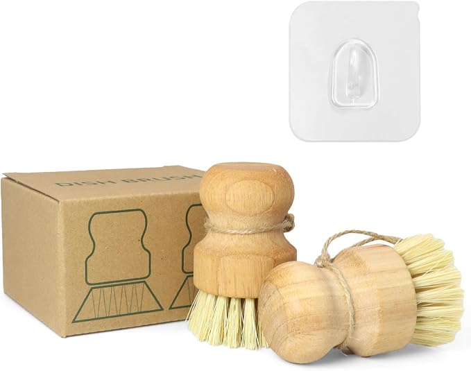 Bamboo Dish Brush, Kitchen Dish Brush Natural Sisal Bristles by Wulitaotao