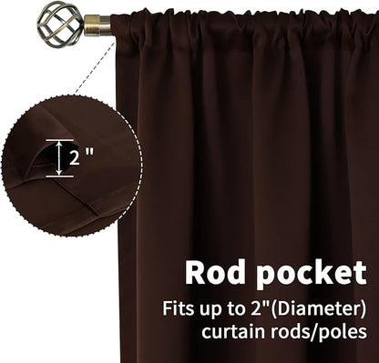 BGment Brown Blackout Curtains 36 Inch Length for Short Window - Rod Pocket Thermal Insulated Room Darkening Privacy Drapes for Kitchen Bathroom Cafe Rv Camper, 42 x 36 Inch, 2 Panels