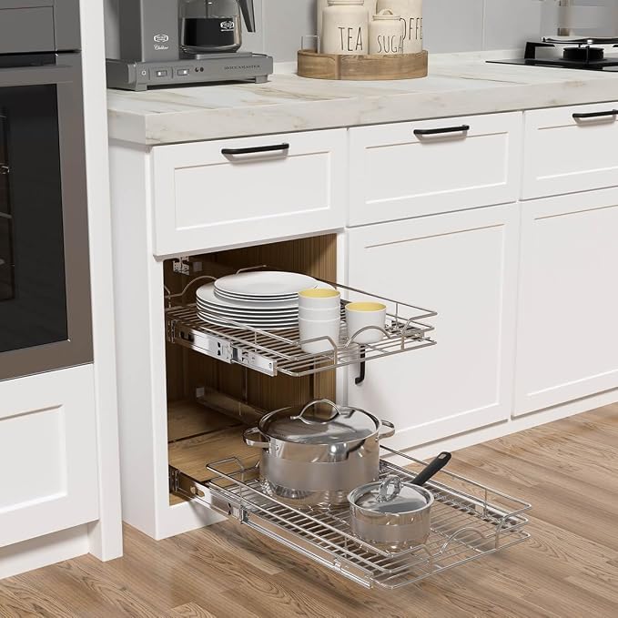 OCG 2 Tier Pull Out Cabinet Organizer, Pull Out Drawers - Image 7