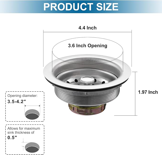ZM Kitchen Sink Stainless Steel Basket Strainer - Image 6