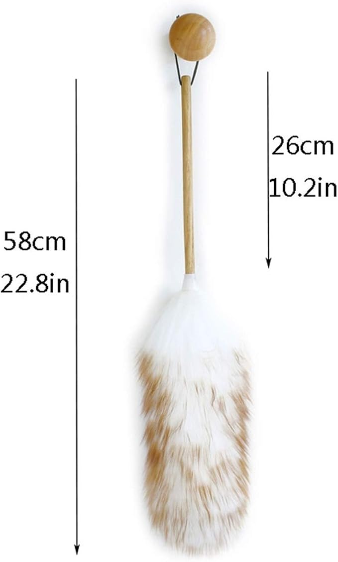 Lambswool Duster with Solid Wooden Handle, Good Grips, Anti-Static, Feather - Image 2