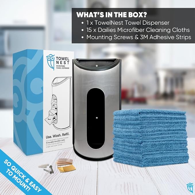 TowelNest Microfiber Cloth Dispenser | 15 Reusable Cloths | Eco-Friendly Paper - Image 6