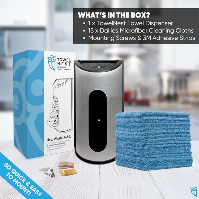 TowelNest Microfiber Cloth Dispenser | 15 Reusable Cloths | Eco-Friendly Paper - Image 6