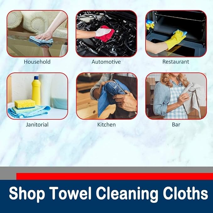 Simpli-Magic Cotton Shop Towels 14"x12" – Reusable Cleaning Shop Rags - Image 4