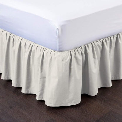 Ruffled Bed Skirt (King, Ivory) 18 Inch Drop Dust Ruffle with Platform, 100% Cotton 600 Thread Count Fabric, Gathered Styling, Available in All Bed Sizes and 23 Colors - Bedskirt