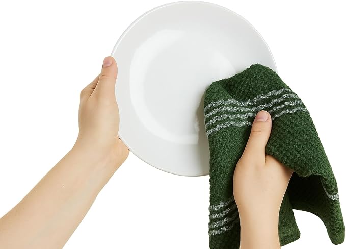 Serafina Home Dark Forest Green Kitchen Hand Dish Towels: Oversized 18" x 28" - Image 8