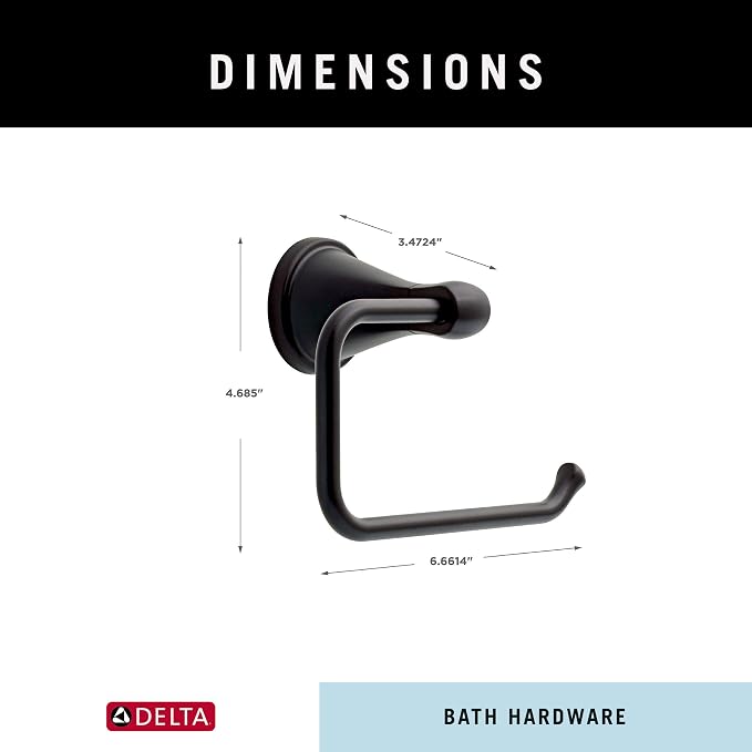 Delta Faucet Becker Toilet Paper Holder, Matte Black, Wall Mounted Euro Hook - Image 8