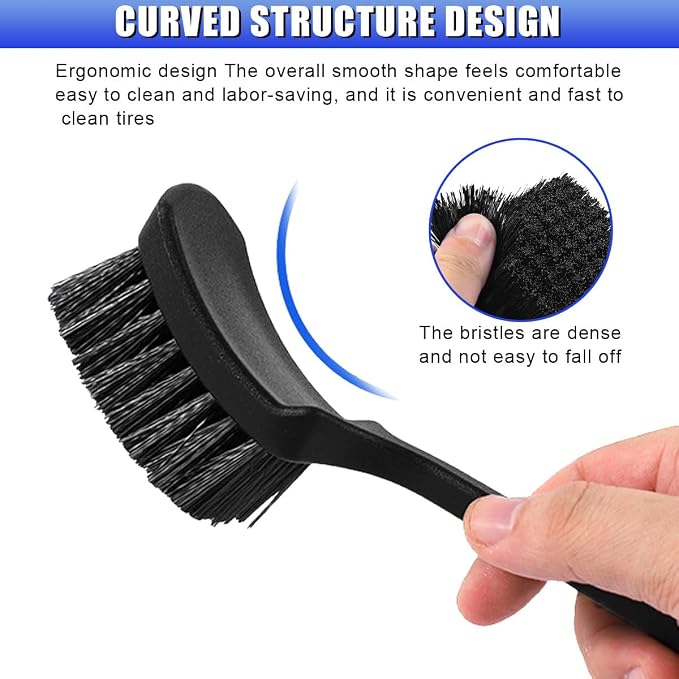 Car Wheel Brush, Stiff Bristle Short Handle Scrub Tire & Wheel Rim Brush - Image 3