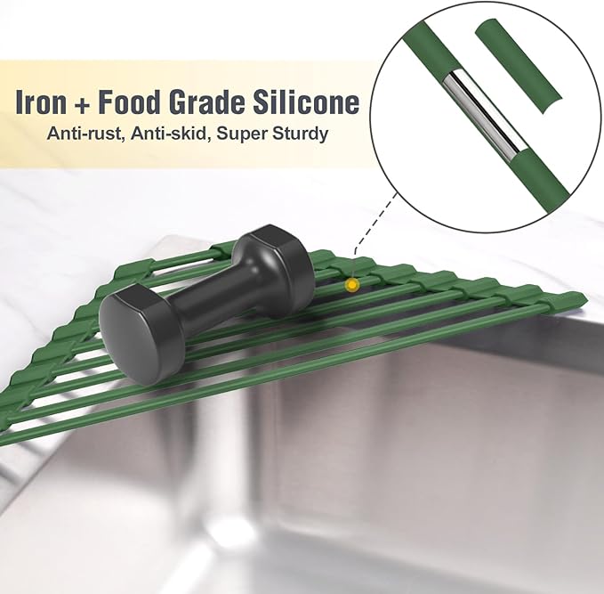 Tomorotec Compact Silicone-Coated Triangle Dish Drying Rack - Image 3