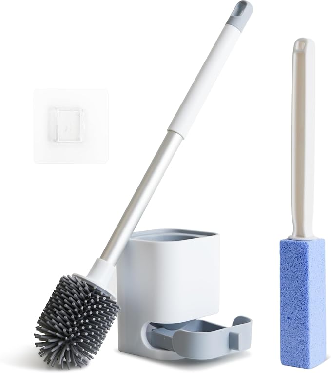 Toilet Cleaner Brush, Silicone Toilet Brush+Pumice Stone by Unknown