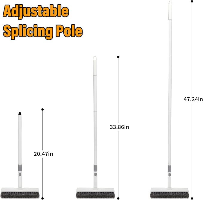 Floor Scrub Brush with Long Handle, Double-Sided V-Shaped Deck Brush, Grout - Image 7